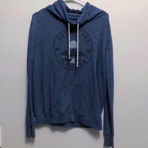 Blue hoodie with drawstrings